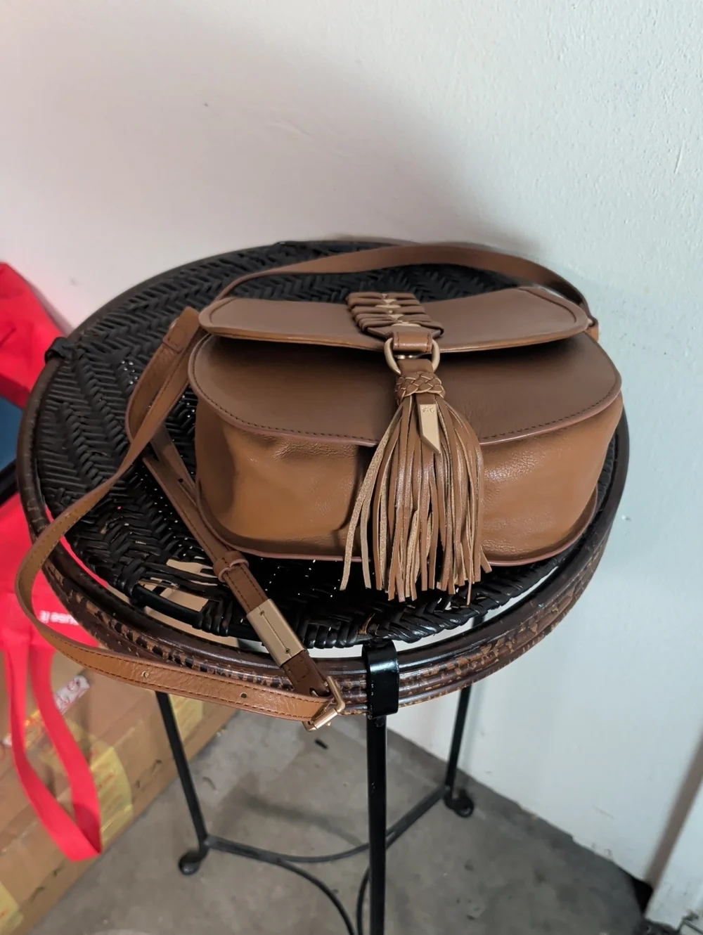 Foley Corinna La Trenza Saddle Bag Flap Leather Crossbody Bag
